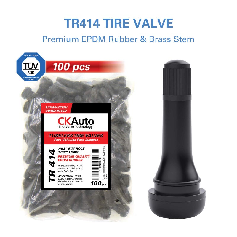 CKAuto TR414 Rubber Snap-in Tire Valve Stem (5pcs/Bag) - Image 3